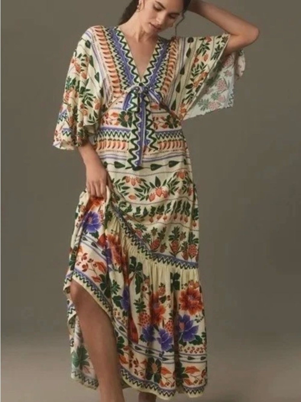 FARM Rio V-Neck Kaftan Maxi Cut-Out Dress Size Large EC1 - Picture 6 of 6